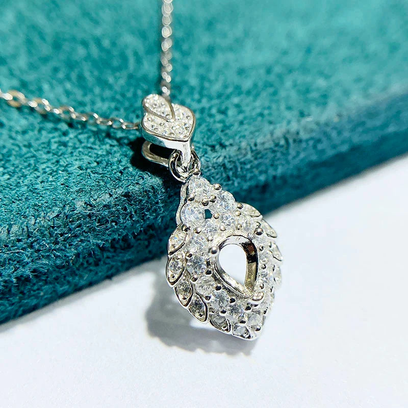 Pear 4×6 mm / Pear 4×5 mm S925 Sterling Silver Pendant Setting, Unset, For Women, Fashion Style, Light Luxury