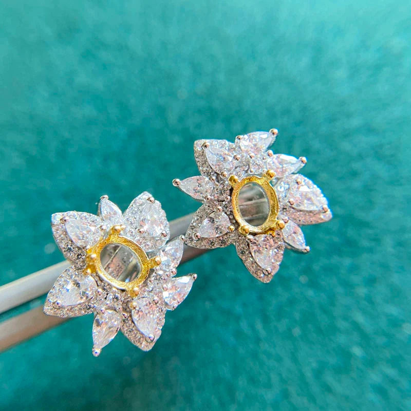 Oval 3×4 mm / 4×5 mm S925 Sterling Silver, 18K Gold Plated Earring Setting, Unset