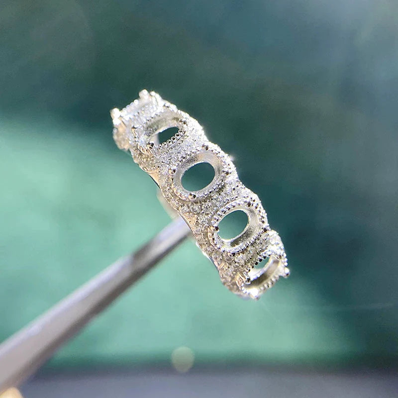 Oval 3×4 mm S925 Sterling Silver Ring Setting, Unset Mount, For Women