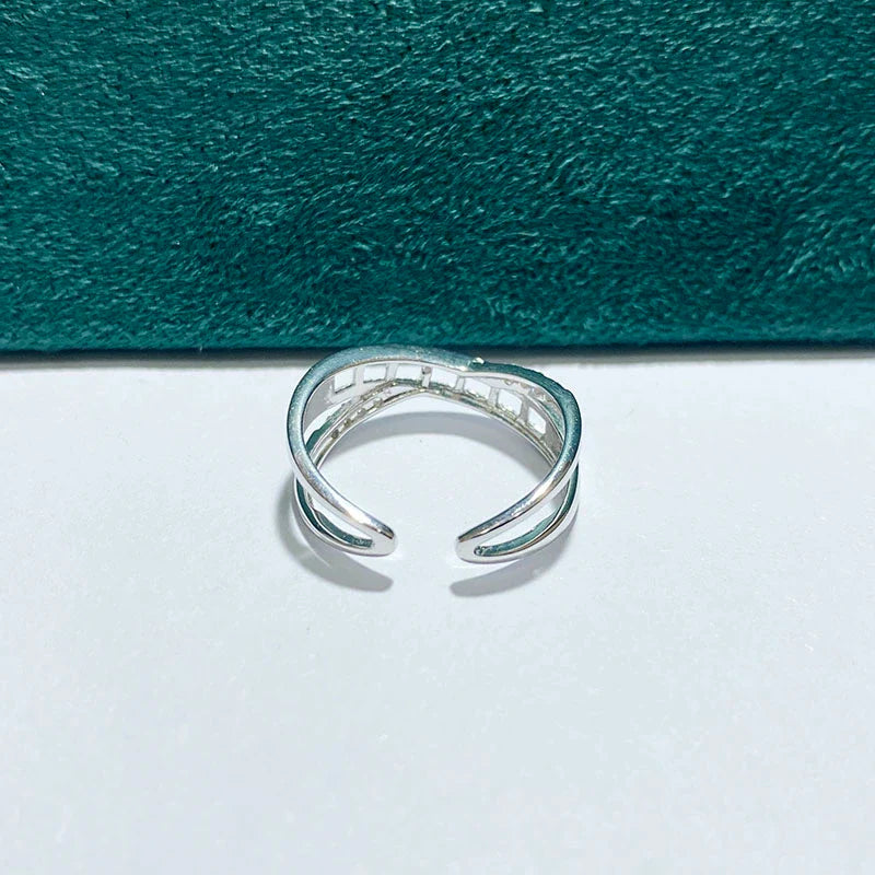 Square S925 Sterling Silver Ring Setting, Adjustable, Unset, For Women