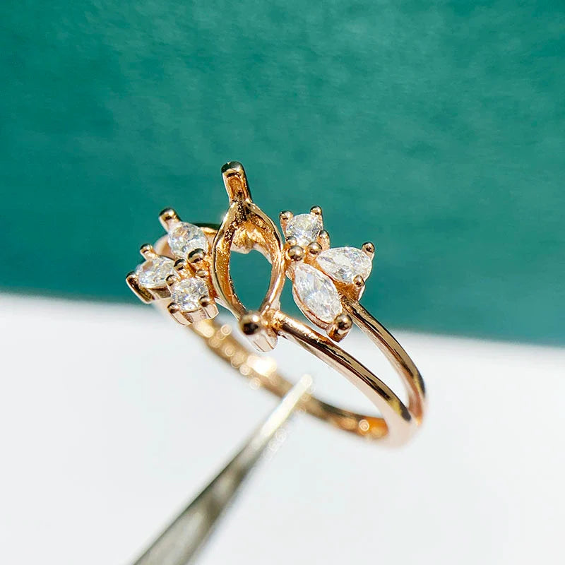 Marquise 4×8 mm / 5×10 mm / 6×12 mm S925 Sterling Silver, 18K Gold Plated Ring Setting, Unset, For Women