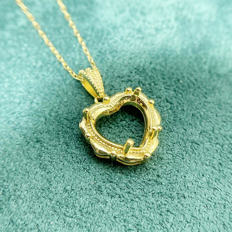 Heart 10×10 mm S925 Sterling Silver Pendant Setting, Unset, For Women, Minimalist Style, Fashion Style