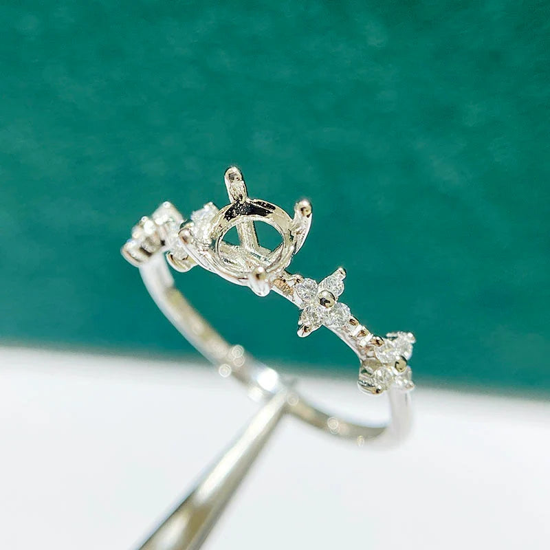 5×5 mm S925 Sterling Silver Ring Setting, Adjustable, Unset