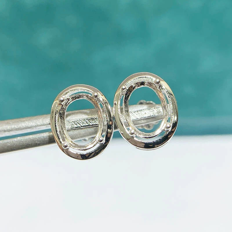 Oval 3×4 mm / 6×8 mm S925 Sterling Silver Earring Setting, Unset