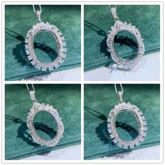 S925 Sterling Silver Oval 15×20 mm Pendant Setting for DIY Jewelry Making