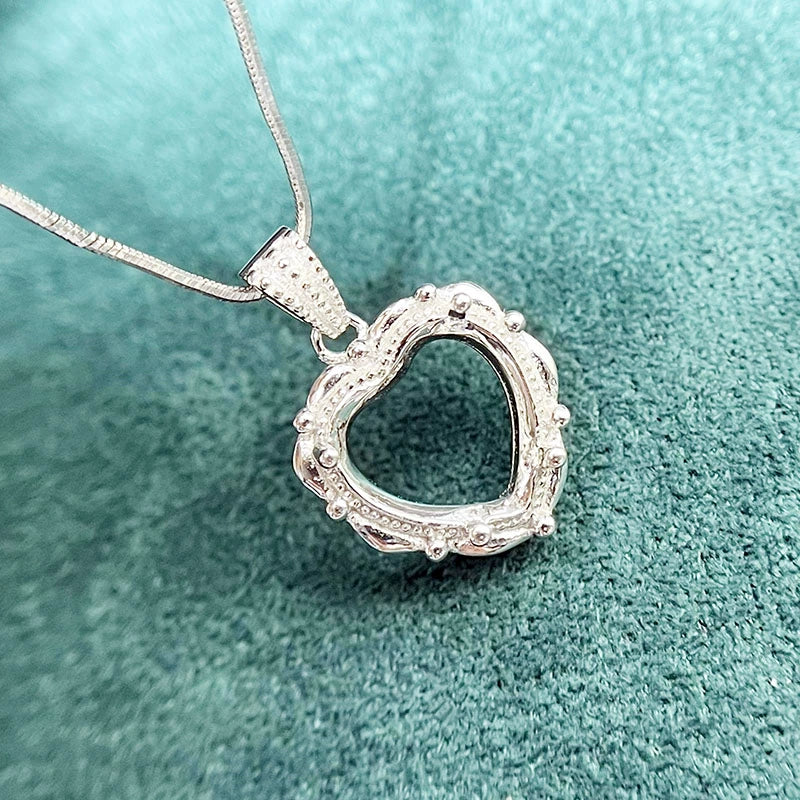 Heart 10×10 mm S925 Sterling Silver Pendant Setting, Unset, For Women, Minimalist Style, Fashion Style