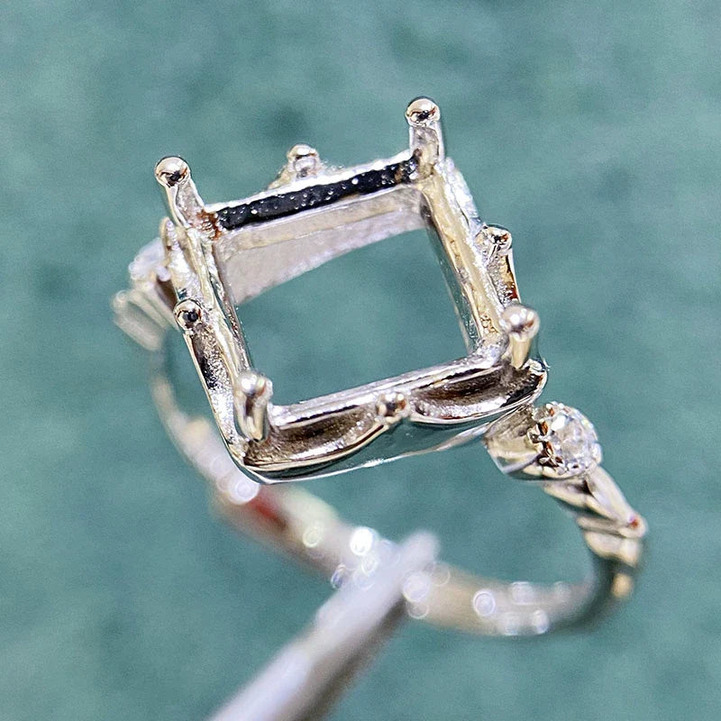 S925 Sterling Silver, 18K Gold Plated Ring Setting, Adjustable, Unset, For Women