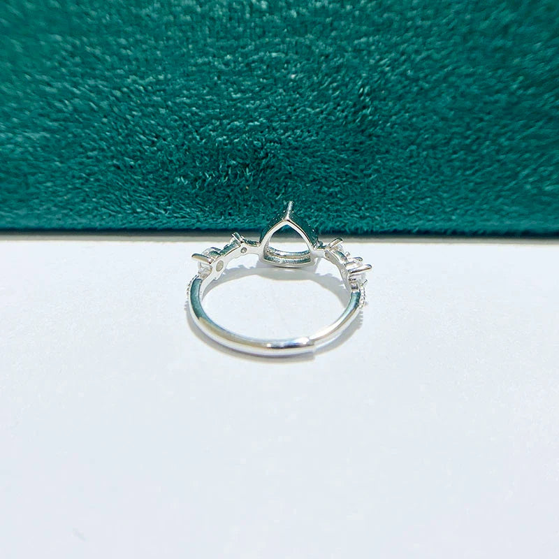 Triangle 6×6 mm S925 Sterling Silver Ring Setting, Adjustable, Unset