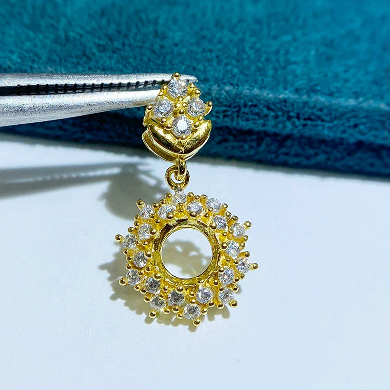 5 mm / 6 mm / 8 mm S925 Sterling Silver, 18K Gold Plated Pendant Setting, Unset, For Women, Fashion Style, Light Luxury