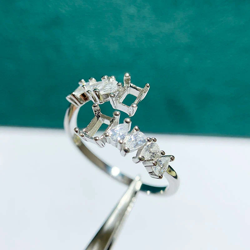 Rectangle 3×4 mm S925 Sterling Silver Ring Setting, Unset, For Women