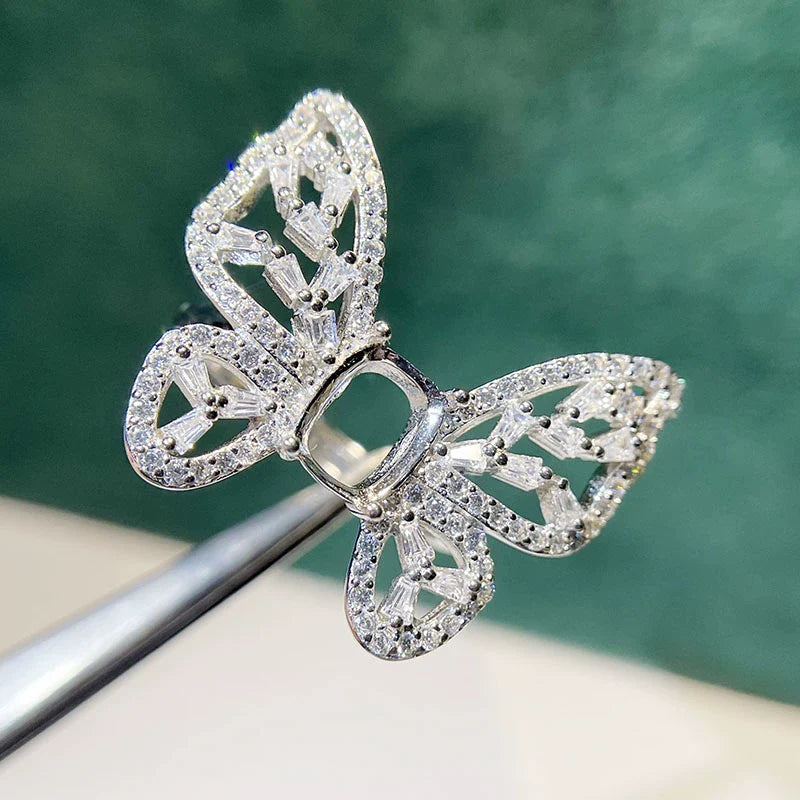 Square 6×8 mm S925 Sterling Silver Ring Setting, Unset Mount, For Women