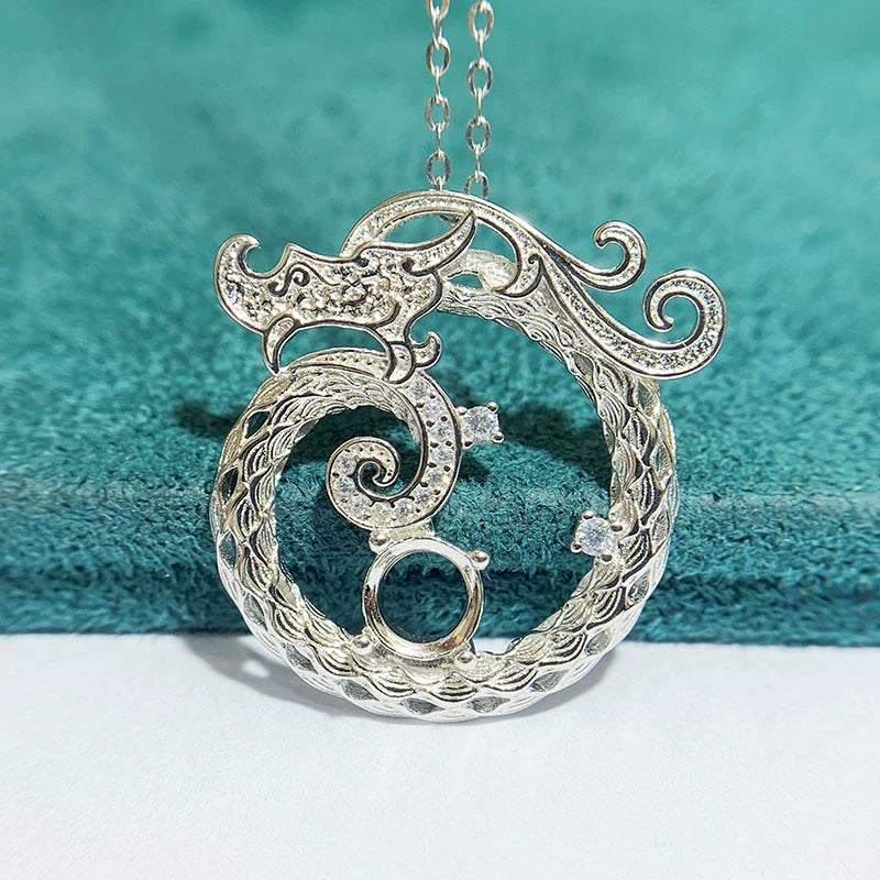 Round 6×6 mm S925 Sterling Silver Pendant Setting, Unset, Vintage Style