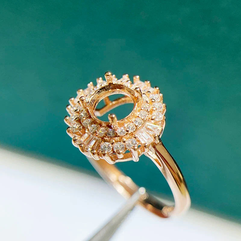 Round 6 mm / 8 mm / 10 mm S925 Sterling Silver Ring Setting, Unset Mount, For Women