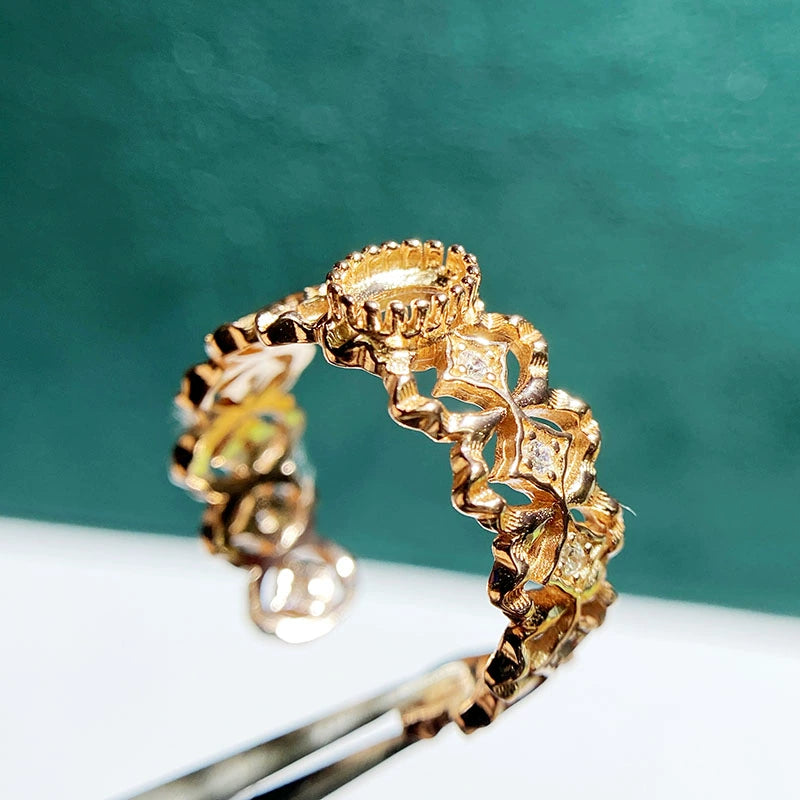 4×6mm Oval S925 Silver Adjustable Bezel Ring Setting for Gemstone Mounting