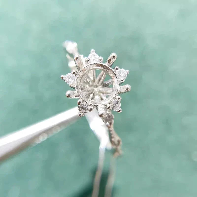 S925 Sterling Silver Ring Setting, Adjustable, Unset, For Women