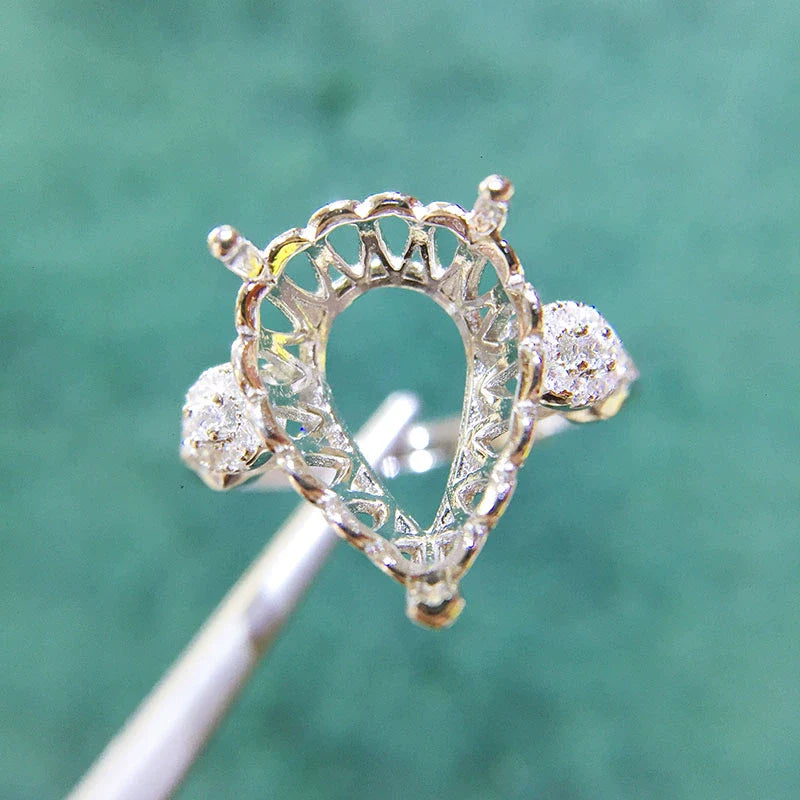 5×7 mm / 6×8 mm / 10×14 mm Ring Mount, S925 Sterling Silver, New Design, Unset, for Women