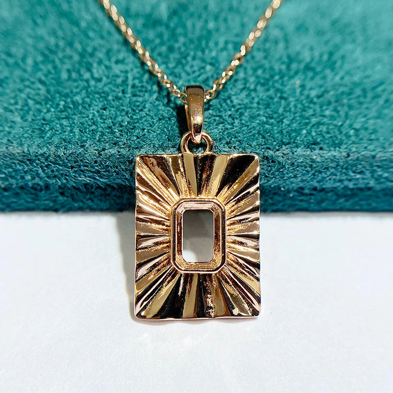 S925 Sterling Silver Rectangle 4×6 mm Pendant Setting for DIY Jewelry Making