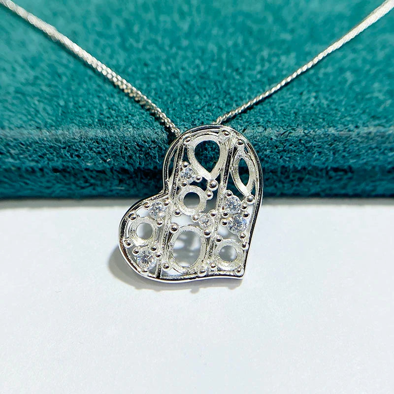 S925 Sterling Silver Oval, Pear, Heart 3×4 mm, 4×5 mm Pendant Setting for DIY Jewelry Making