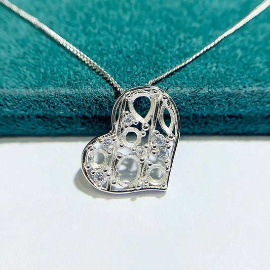 S925 Sterling Silver Oval, Pear, Heart 3×4 mm, 4×5 mm Pendant Setting for DIY Jewelry Making