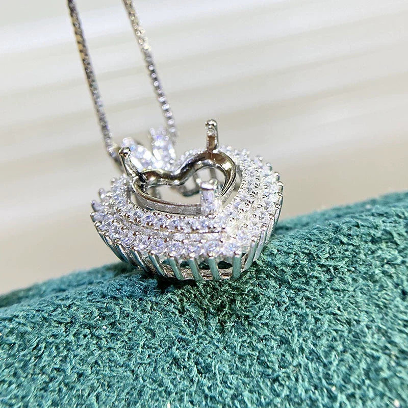 Heart 8 mm S925 Sterling Silver, 18K Gold Plated Pendant Setting, Unset, For Women