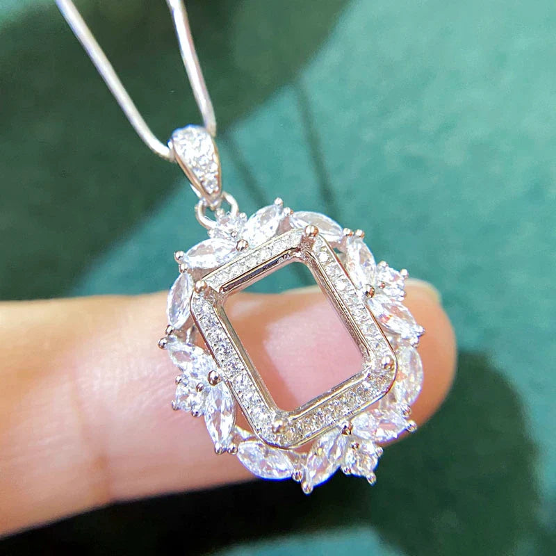 Rectangle 8×10 mm S925 Sterling Silver, 18K Gold Plated Ring Setting, Adjustable, Unset, For Women