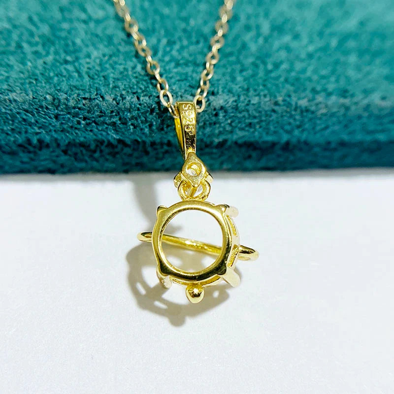 Round 8×8 mm S925 Sterling Silver Pendant Setting, Unset, For Women, Fashion Style