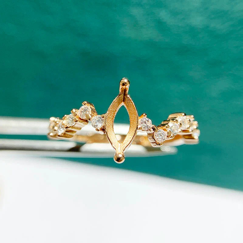 Marquise 4×8 mm S925 Sterling Silver Ring Setting, Adjustable, Unset, For Women