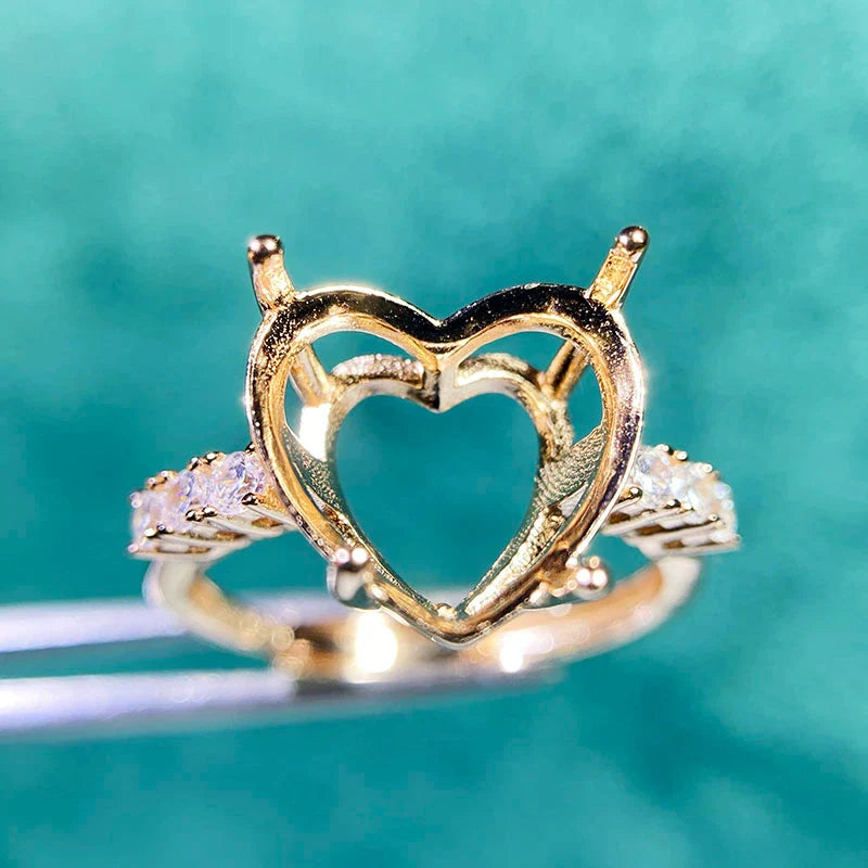 Heart 12×12 mm S925 Sterling Silver Ring Setting, Unset, For Women, Minimalist Style, Fashion Style