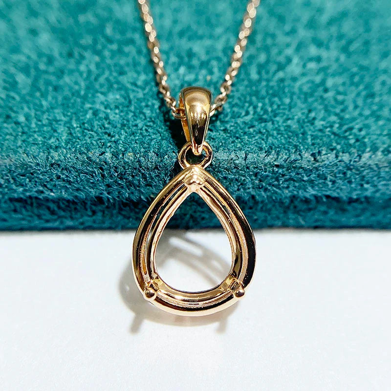 Pear 8×10 mm S925 Sterling Silver Pendant Setting, Unset