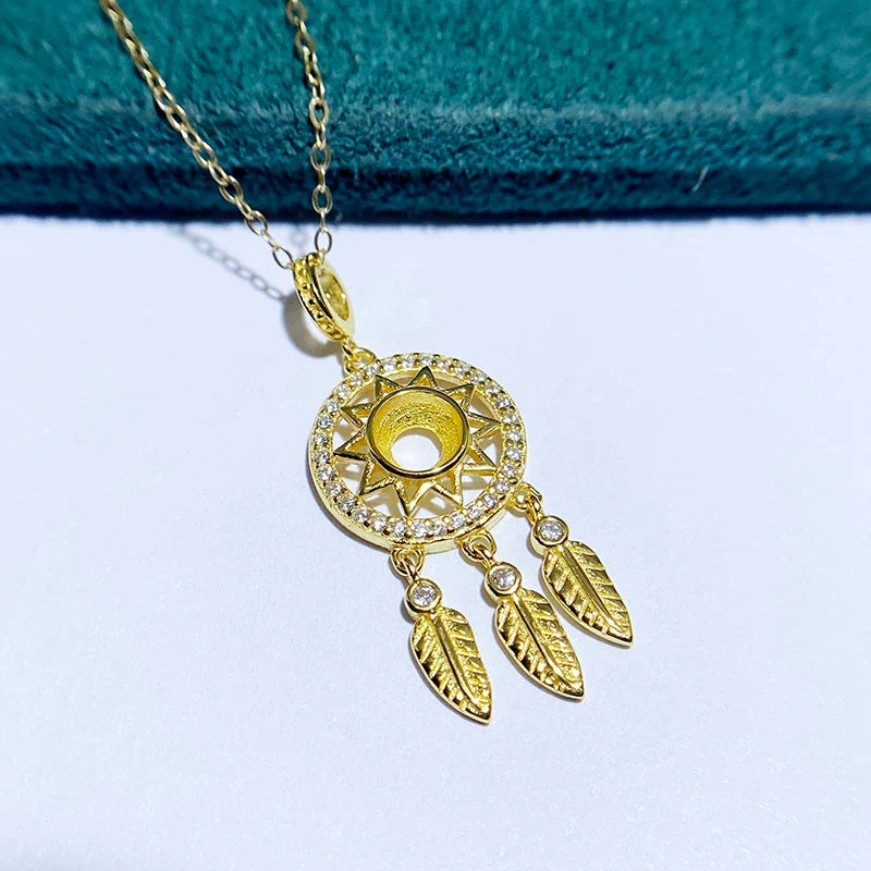 Round 5×5 mm S925 Sterling Silver Pendant Setting, Unset Mount, For Women