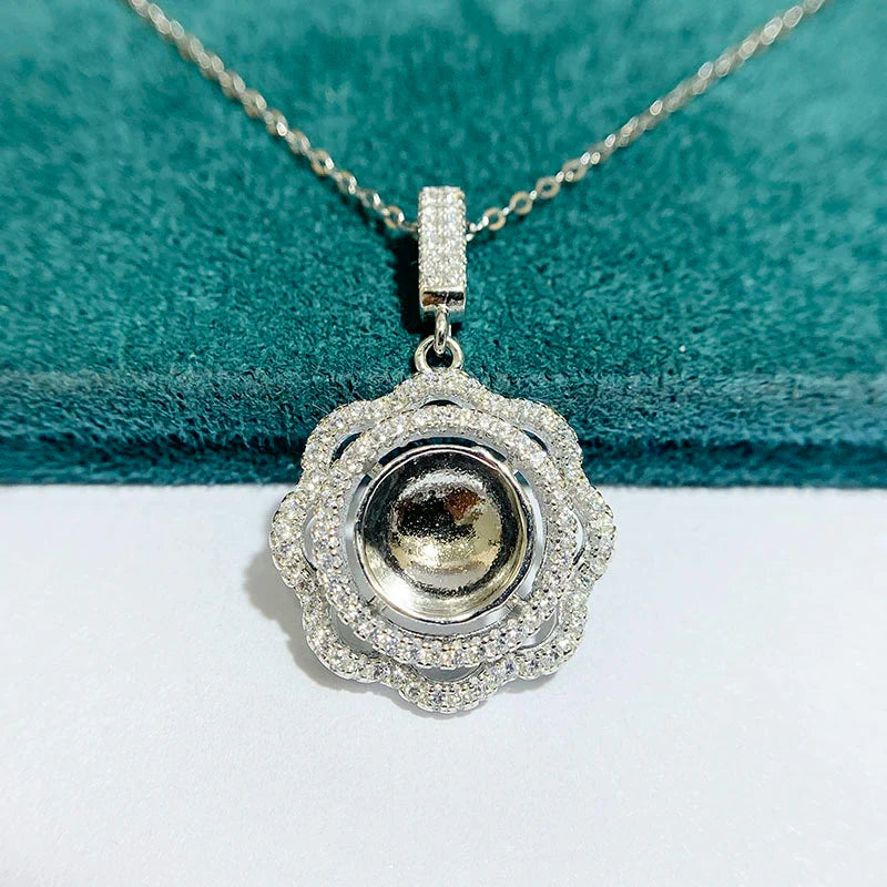 S925 Sterling Silver Pendant Setting, Unset, For Women, Vintage Style