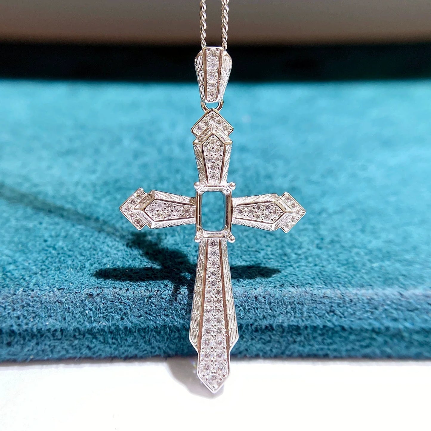 Rectangle 4×6 mm S925 Sterling Silver Pendant Setting, Unset, For Women