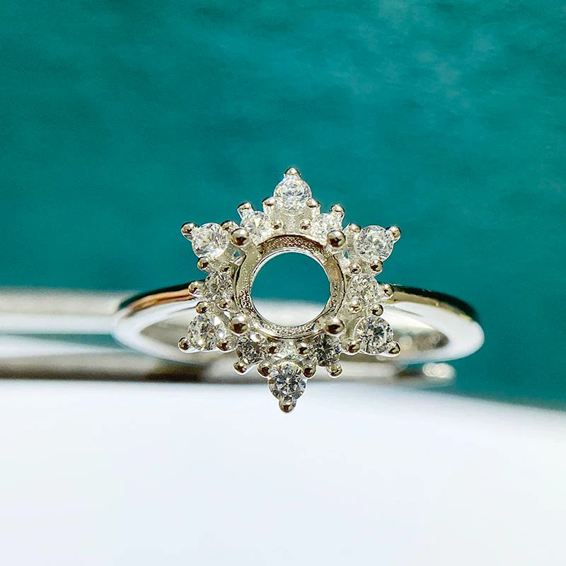 S925 Sterling Silver, 18K Gold Plated Ring Setting, Unset, For Women