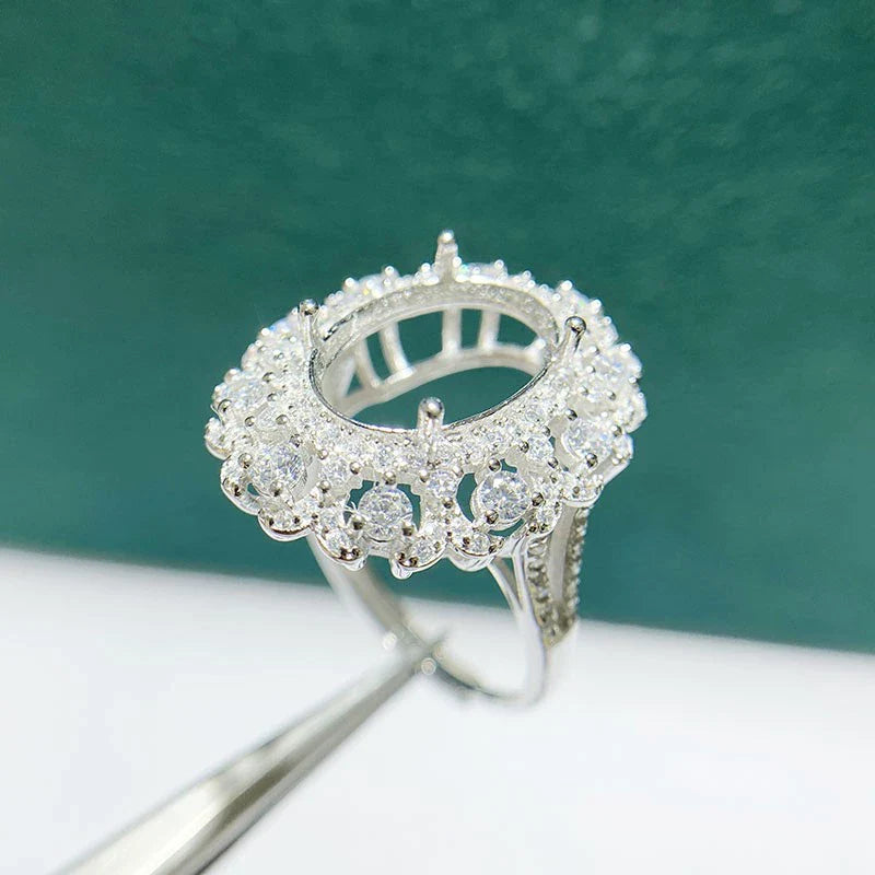 Oval 10×14 mm / 12×16 mm S925 Sterling Silver Ring Setting, Adjustable, Unset, For Women