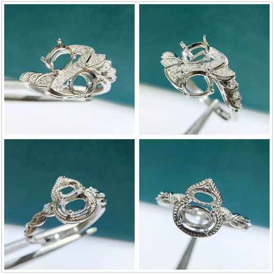 S925 Sterling Silver Oval 3×5 mm, 4×6 mm, 5×6 mm Ring Setting