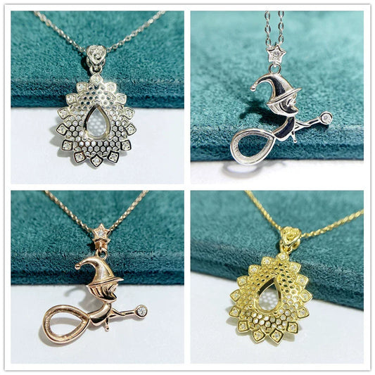 S925 Sterling Silver Pear 6×8 mm Pendant Setting for DIY Jewelry Making