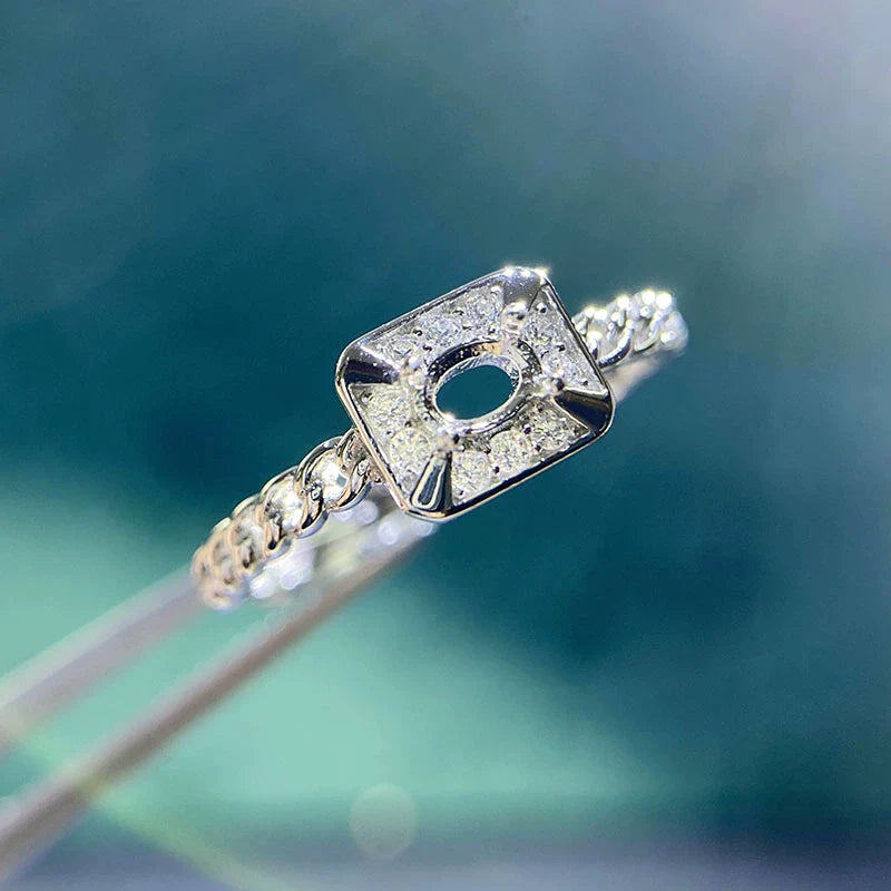 Oval 3×4 mm S925 Sterling Silver Ring Setting, Unset Mount, For Women