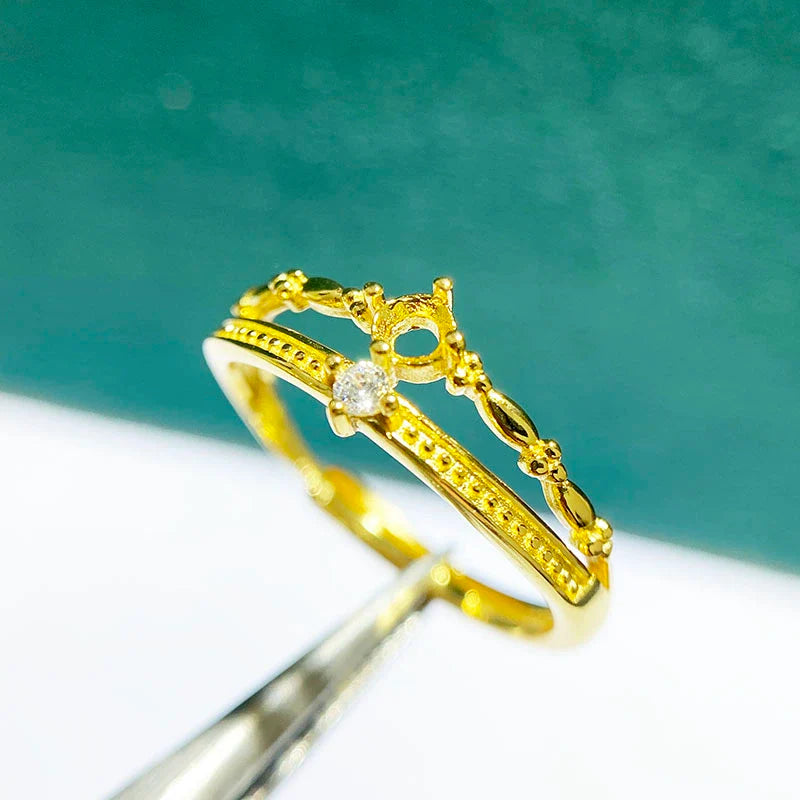 3 mm / 4 mm / 5 mm / 6 mm S925 Sterling Silver, 18K Gold Plated Ring Setting, Unset, For Women