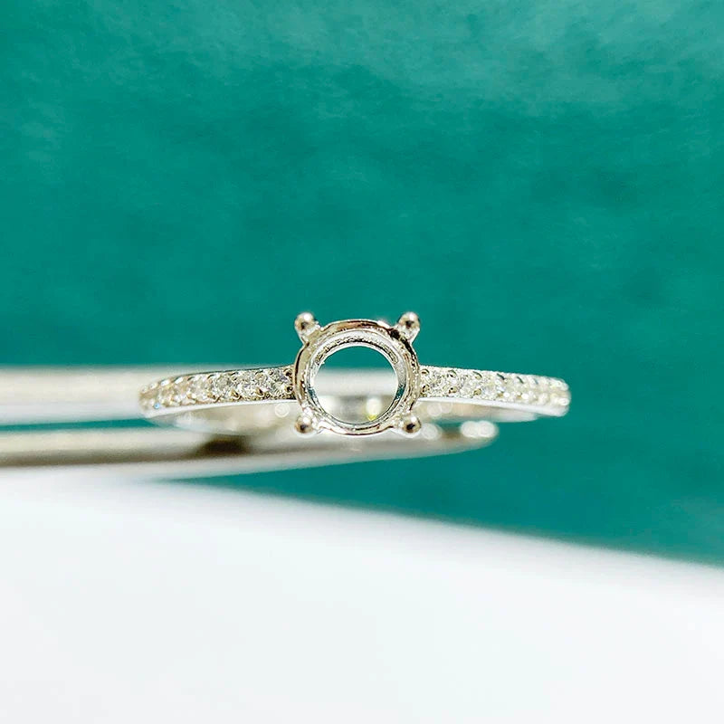 5×5 mm S925 Sterling Silver Ring Setting, Adjustable, Unset, For Women