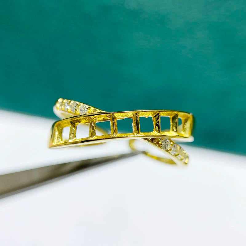 Square S925 Sterling Silver Ring Setting, Adjustable, Unset, For Women