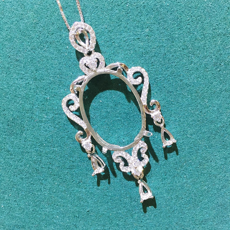 Oval 10×13 mm / 12×16 mm / 15×20 mm S925 Sterling Silver, 18K Gold Plated Pendant Setting, For Women