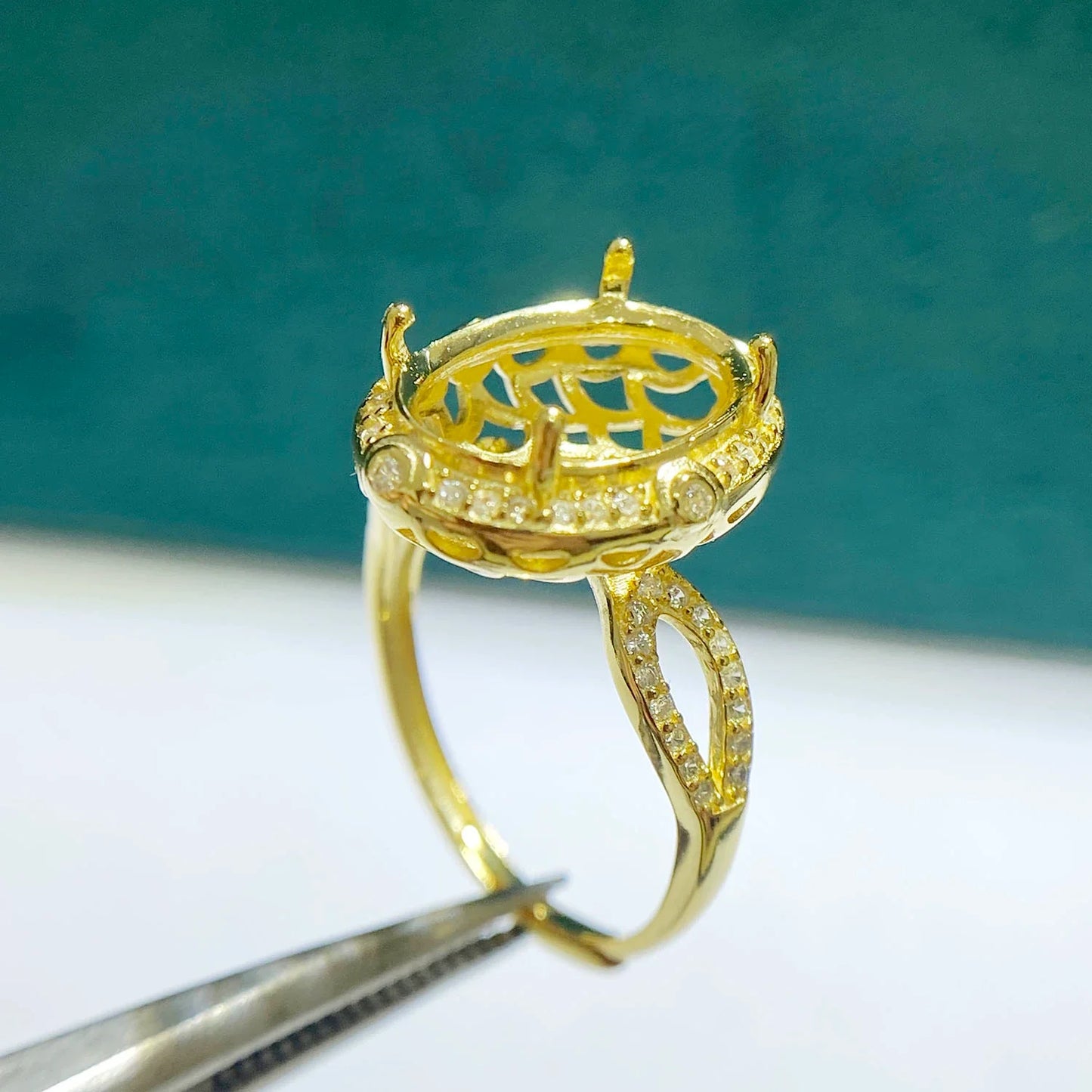 Oval 10×14 mm S925 Sterling Silver Ring Setting, Adjustable, Unset, For Women, Vintage Style