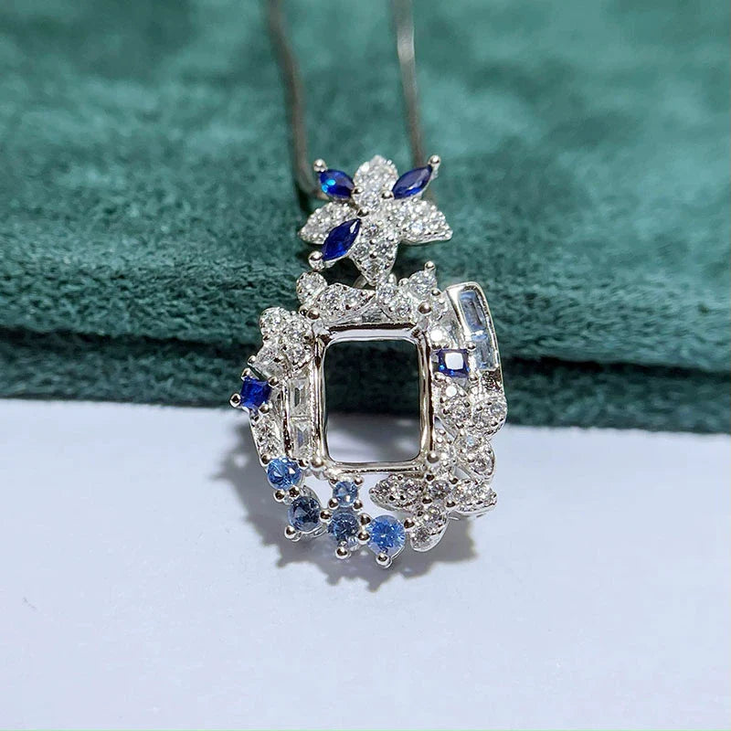 Square 6×8 mm S925 Sterling Silver Pendant Setting, Unset, For Women, Fashion Style