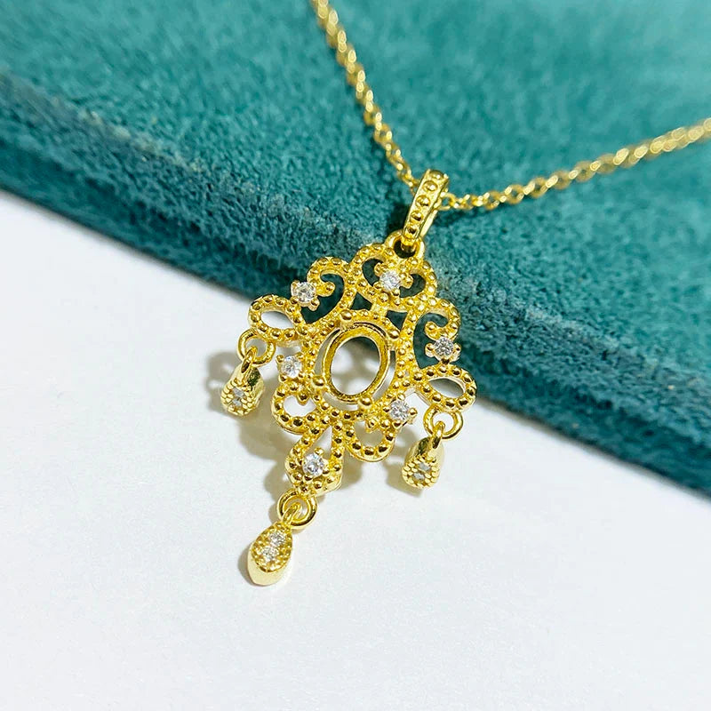 Oval 4×5 mm S925 Sterling Silver Pendant Setting, Unset Mount, For Women