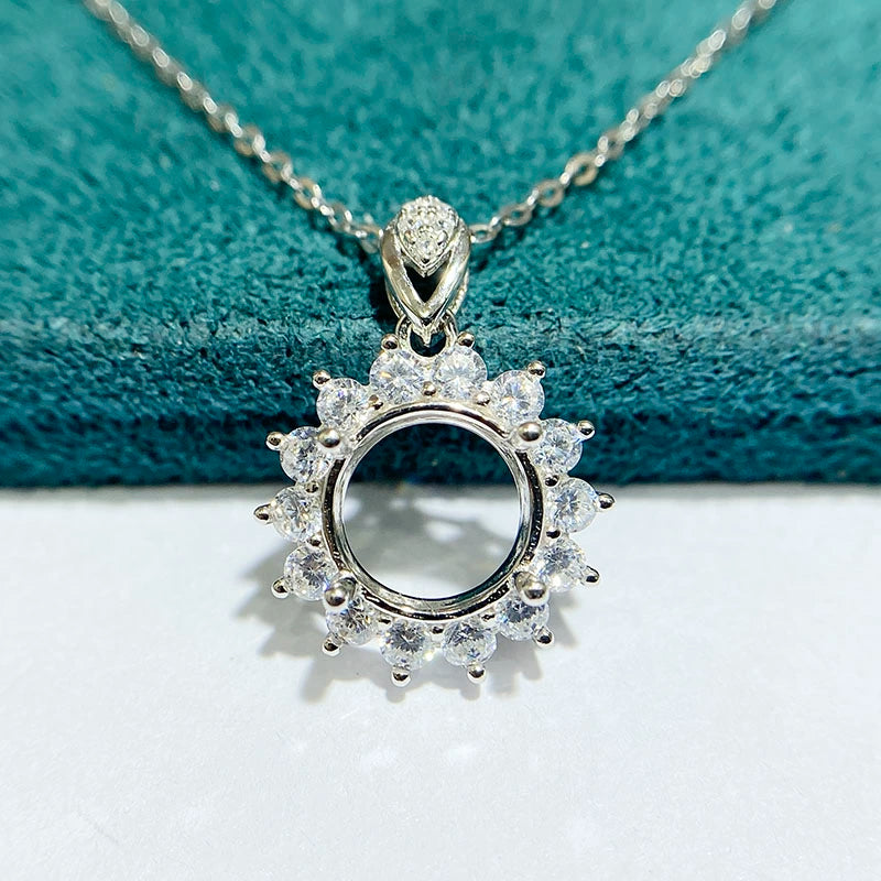 6.5 / 8 / 9mm Round S925 Silver Pendant Setting for Gemstone Mounting