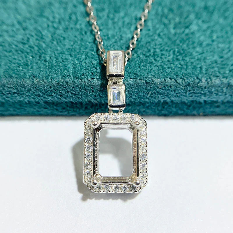 Square 7×9 mm S925 Sterling Silver Pendant Setting, Unset, For Women, Fashion Style