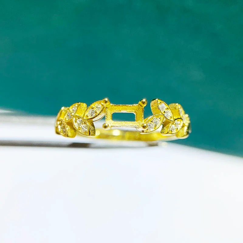 Octagon 3×5 mm / 4×6 mm / 5×7 mm / 6×8 mm Ring Mount, S925 Sterling Silver, Adjustable, Small Octagon Design, for Women