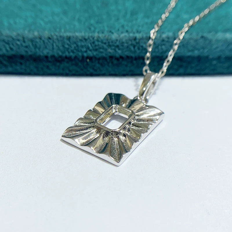 Rectangle 4×6 mm S925 Sterling Silver Pendant Setting, Unset, For Women, Vintage Style