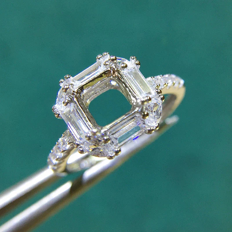 Square 6 mm S925 Sterling Silver Ring Setting, Unset Mount, For Women