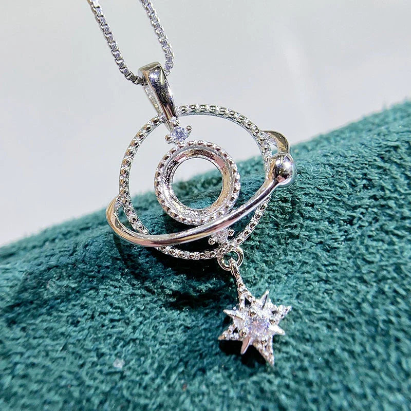 S925 Sterling Silver, 18K Gold Plated Pendant Setting, Unset, For Women